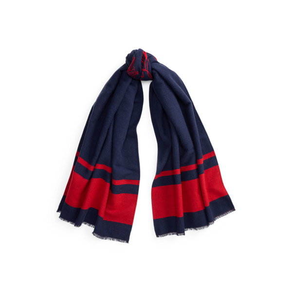 Two-Tone Crest Jacquard Wrap Scarf