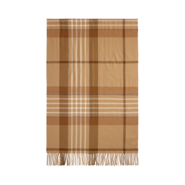 Plaid Fringe-Trim Scarf