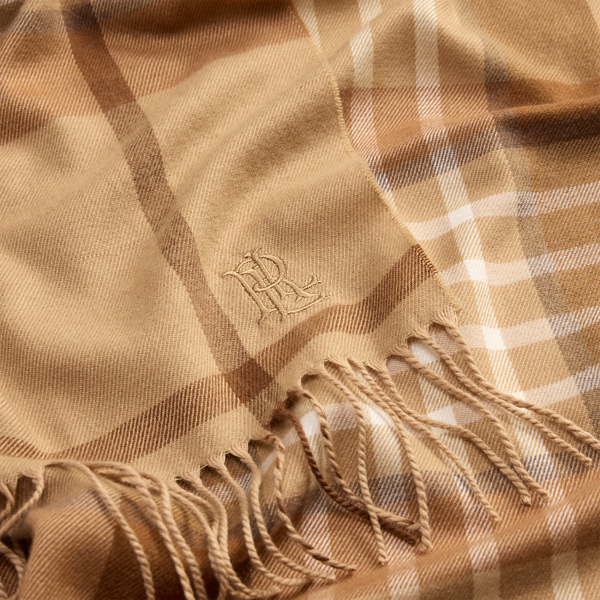 Plaid Fringe-Trim Scarf