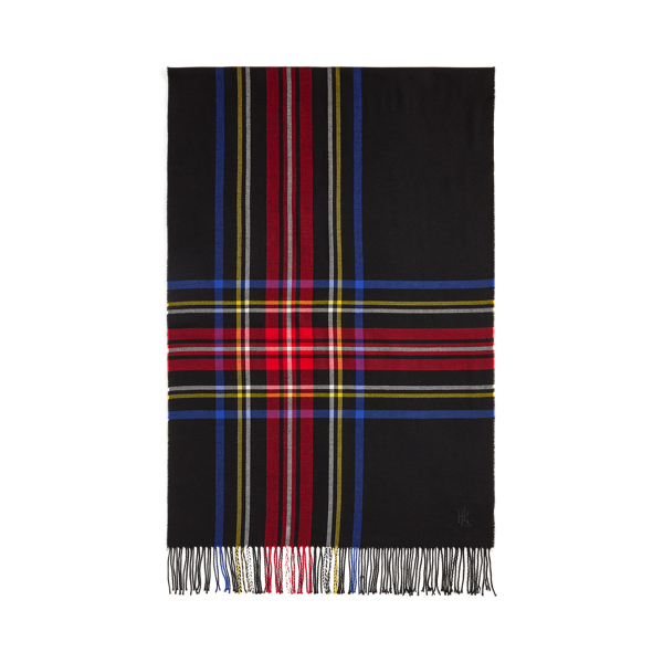 Plaid Fringe-Trim Scarf
