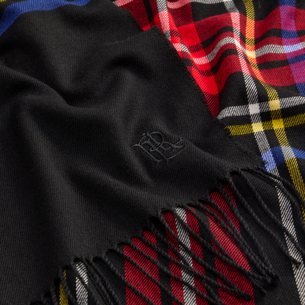Plaid Fringe-Trim Scarf