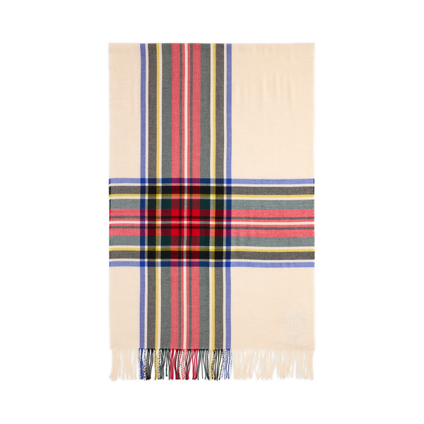 Plaid Fringe-Trim Scarf