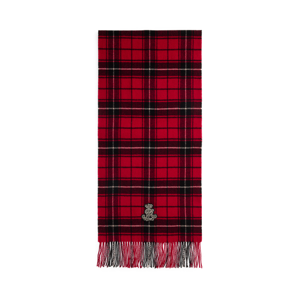 Plaid Embellished-Bullion Wool Scarf