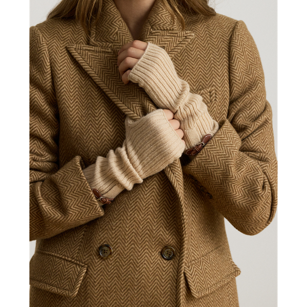 Buckle-Trim Rib-Knit Handwarmers