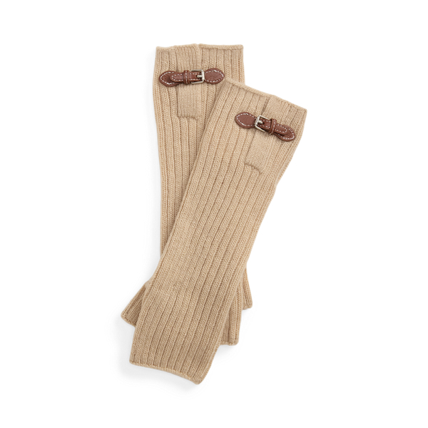 Buckle-Trim Rib-Knit Handwarmers