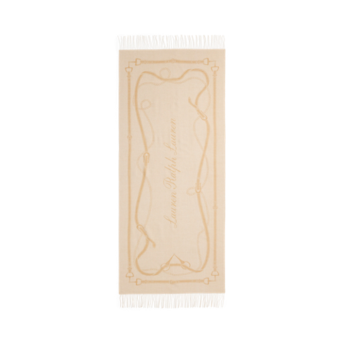 Женский шарф Ralph Lauren Fringe-Trim Belting-Motif Blanket, цвет: Кремовый / Верблюжий