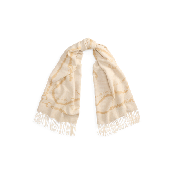 Fringe-Trim Belting-Motif Blanket Scarf