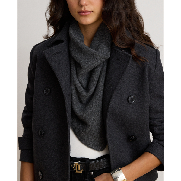 Mid Grey Wool Triangle Scarf Lauren 4