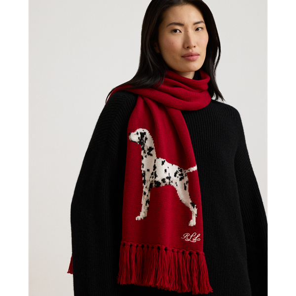 Fringe-Trim Dalmatian Scarf