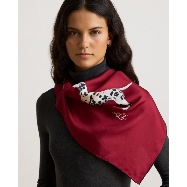Ralph Red Dog Silk Square Scarf Lauren 3