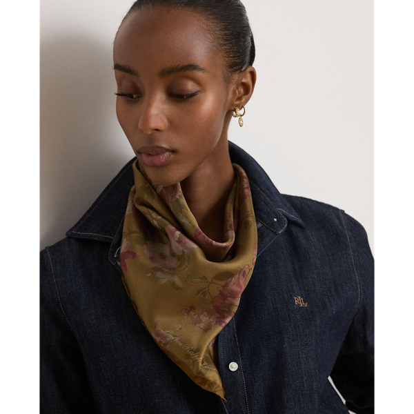 Floral Silk Square Scarf