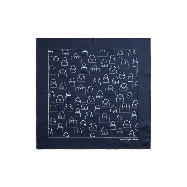 Handbag-Print Silk Square Scarf