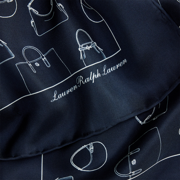 Handbag-Print Silk Square Scarf