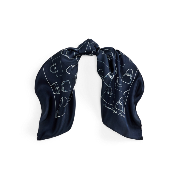Handbag-Print Silk Square Scarf