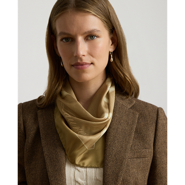 Belting-Print & Logo Silk Square Scarf