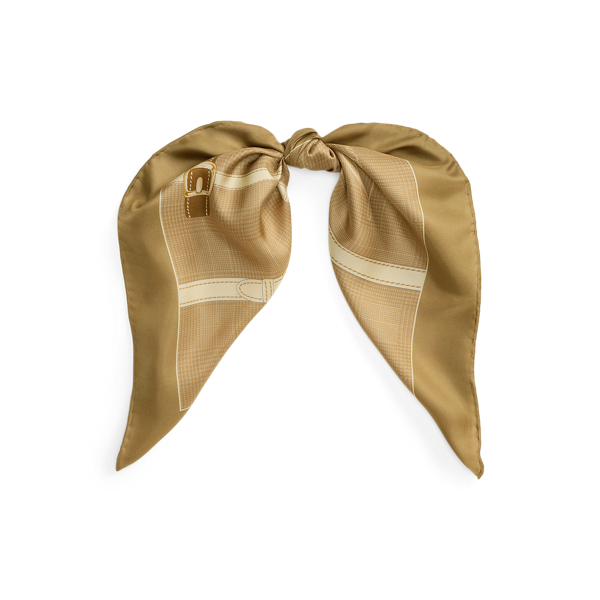 Belting-Print & Logo Silk Square Scarf