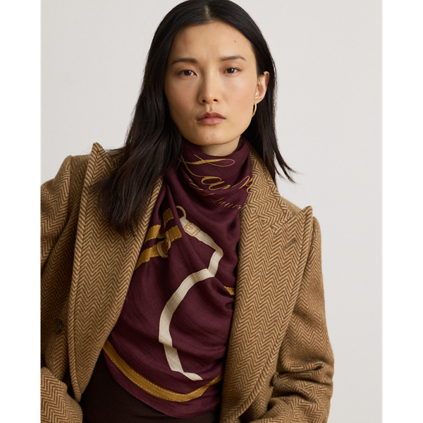 Belting-Print Wool-Silk Square Scarf