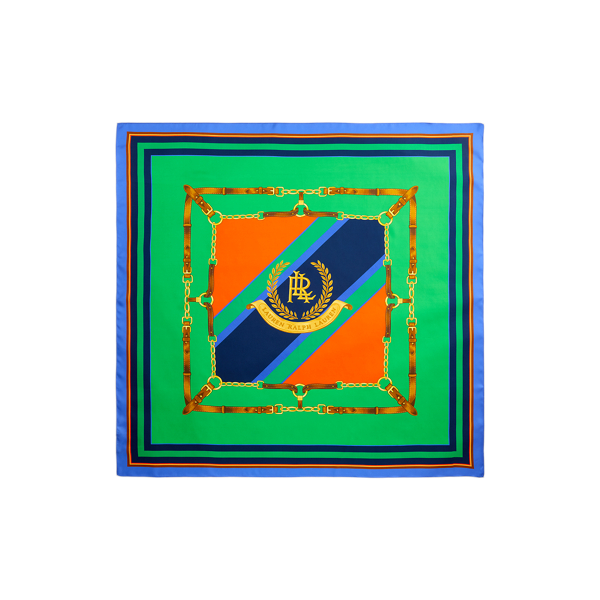 Color-Blocked Belting-Print Silk Scarf