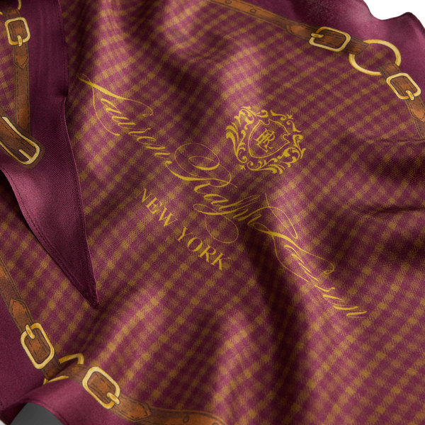 Plaid & Belting-Print Diamond Scarf