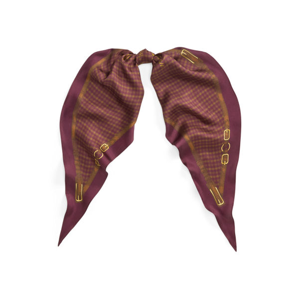 Plaid & Belting-Print Diamond Scarf