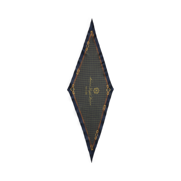 Plaid & Belting-Print Diamond Scarf