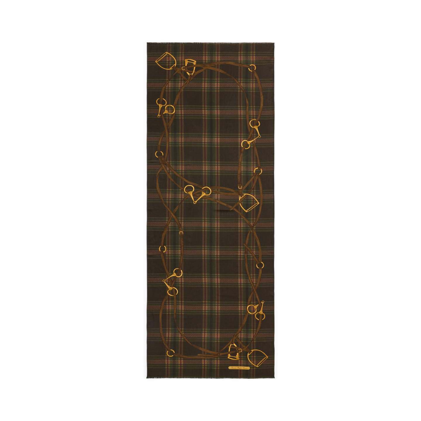 Женский шарф Ralph Lauren Plaid & Belting-Print Wool Wrap, цвет: Коричневый — фото 1