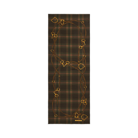 Женский шарф Ralph Lauren Plaid & Belting-Print Wool Wrap, цвет: Коричневый