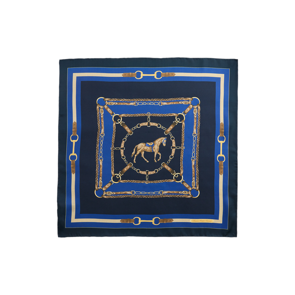 Horse & Belting-Print Silk Square Scarf