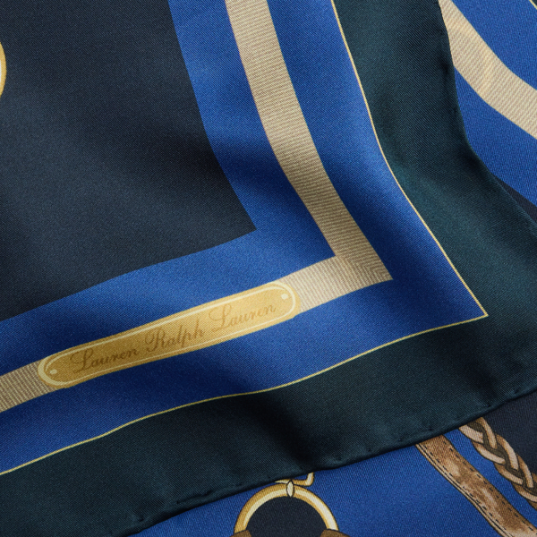 Horse & Belting-Print Silk Square Scarf