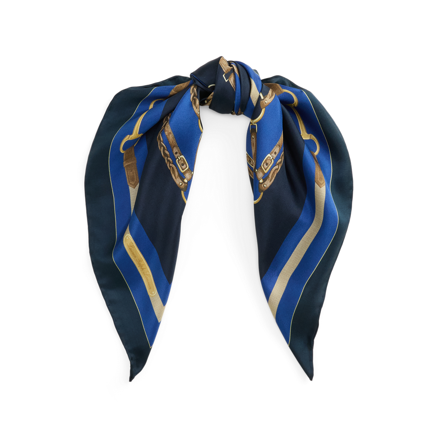 Женский шарф Ralph Lauren Horse & Belting-Print Silk Square, цвет: Тёмно-синий — фото 3