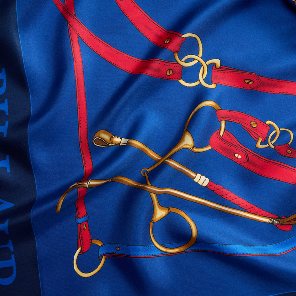 Logo & Belting-Print Silk Square Scarf