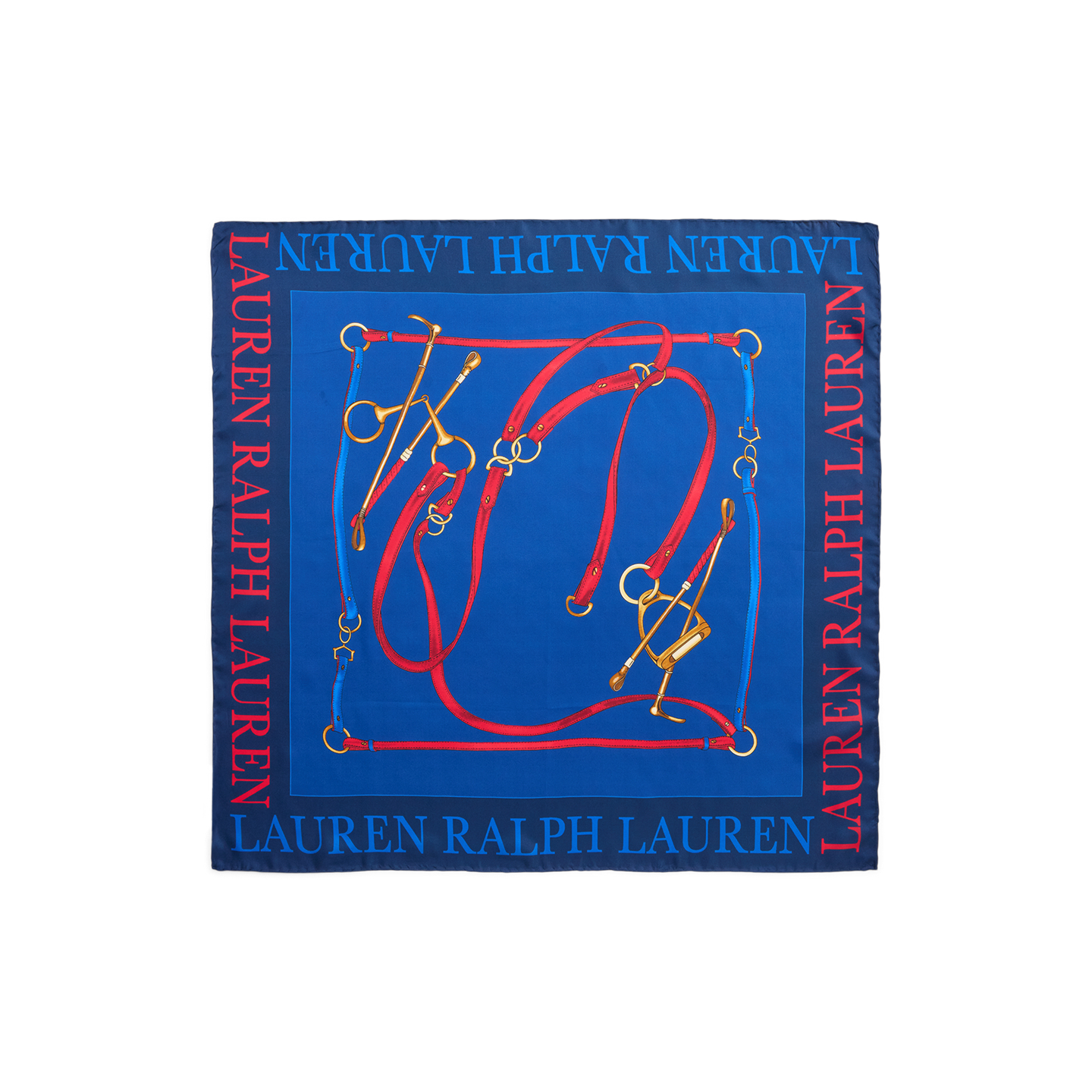 Женский шарф Ralph Lauren Logo & Belting-Print Silk Square, цвет: Синий — фото 1