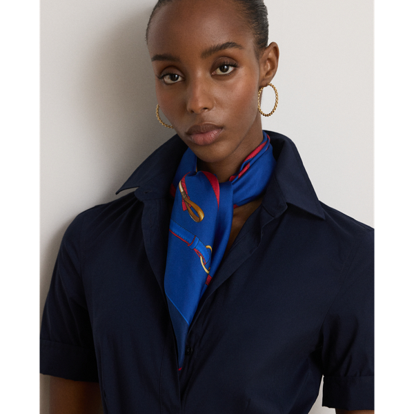 Logo & Belting-Print Silk Square Scarf
