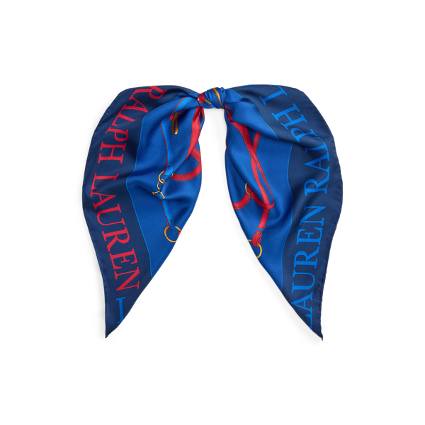 Logo & Belting-Print Silk Square Scarf