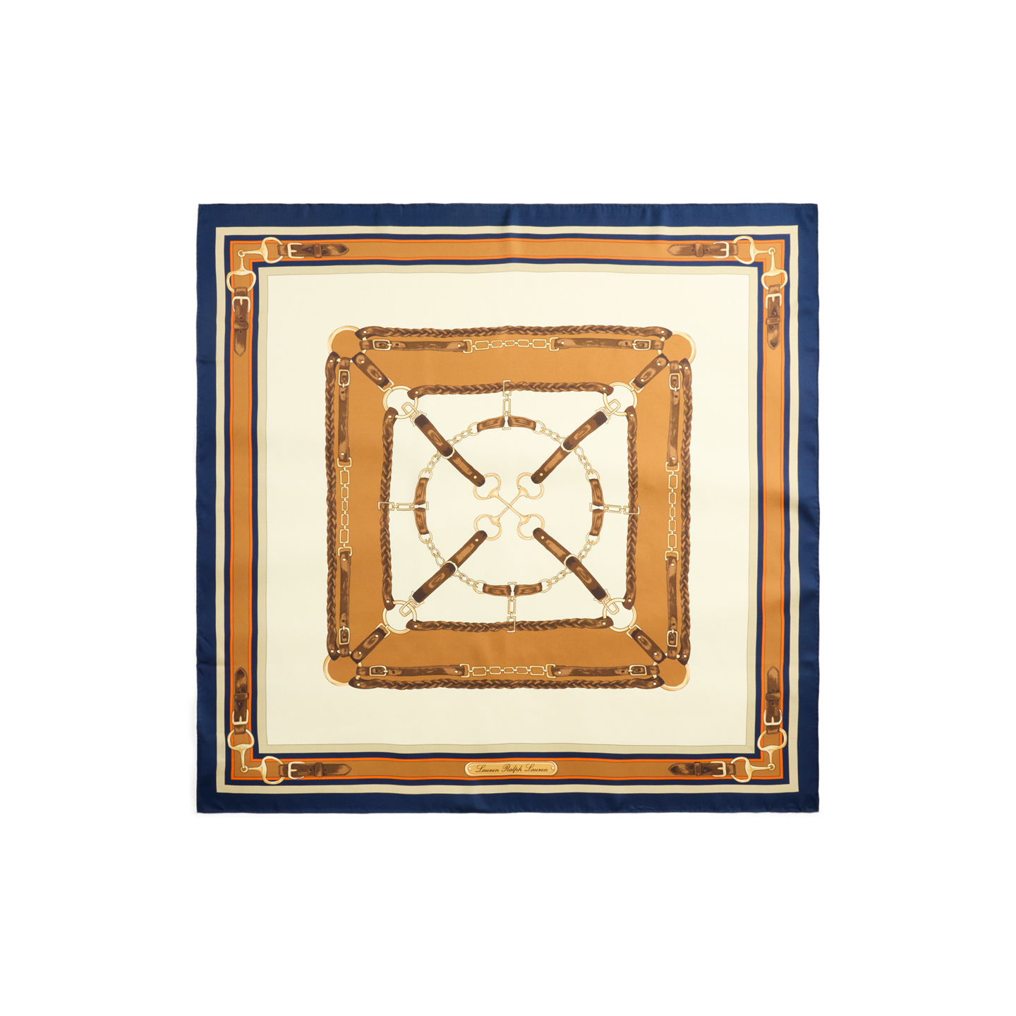 Женский шарф Ralph Lauren Belting-Print Silk Square, цвет: Кремовый — фото 1