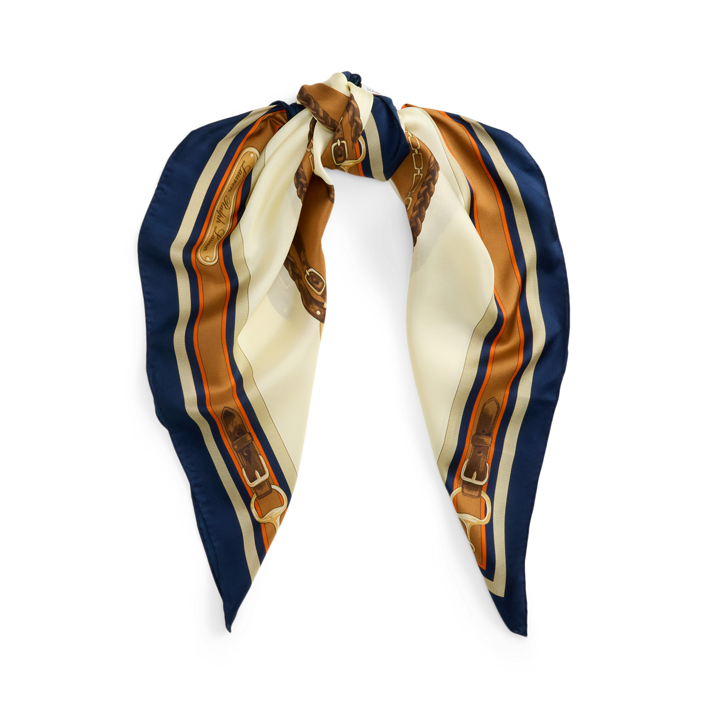 Женский шарф Ralph Lauren Belting-Print Silk Square, цвет: Кремовый — фото 4