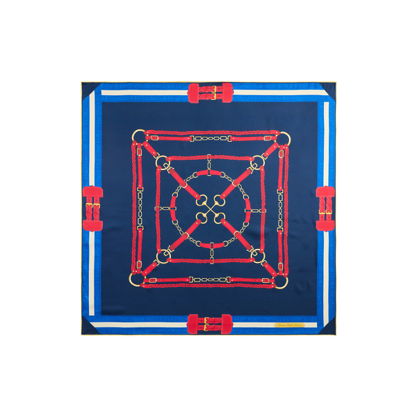 Belting-Print Silk Square Scarf