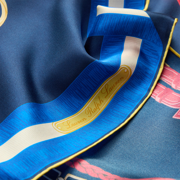 Belting-Print Silk Square Scarf