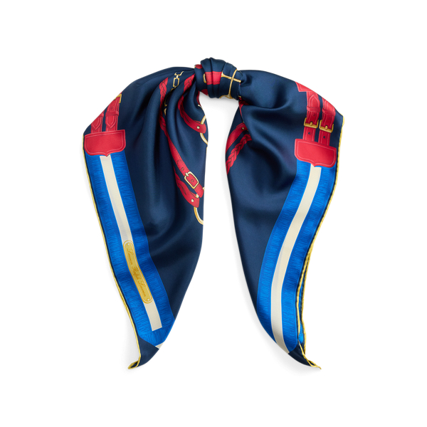 Belting-Print Silk Square Scarf