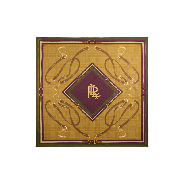 Glen Plaid & Belting-Print Silk Scarf