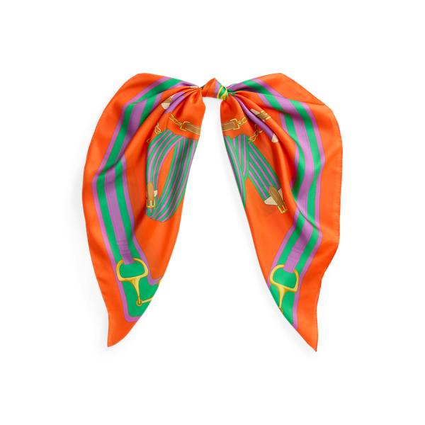 Equestrian-Print Silk Square Scarf