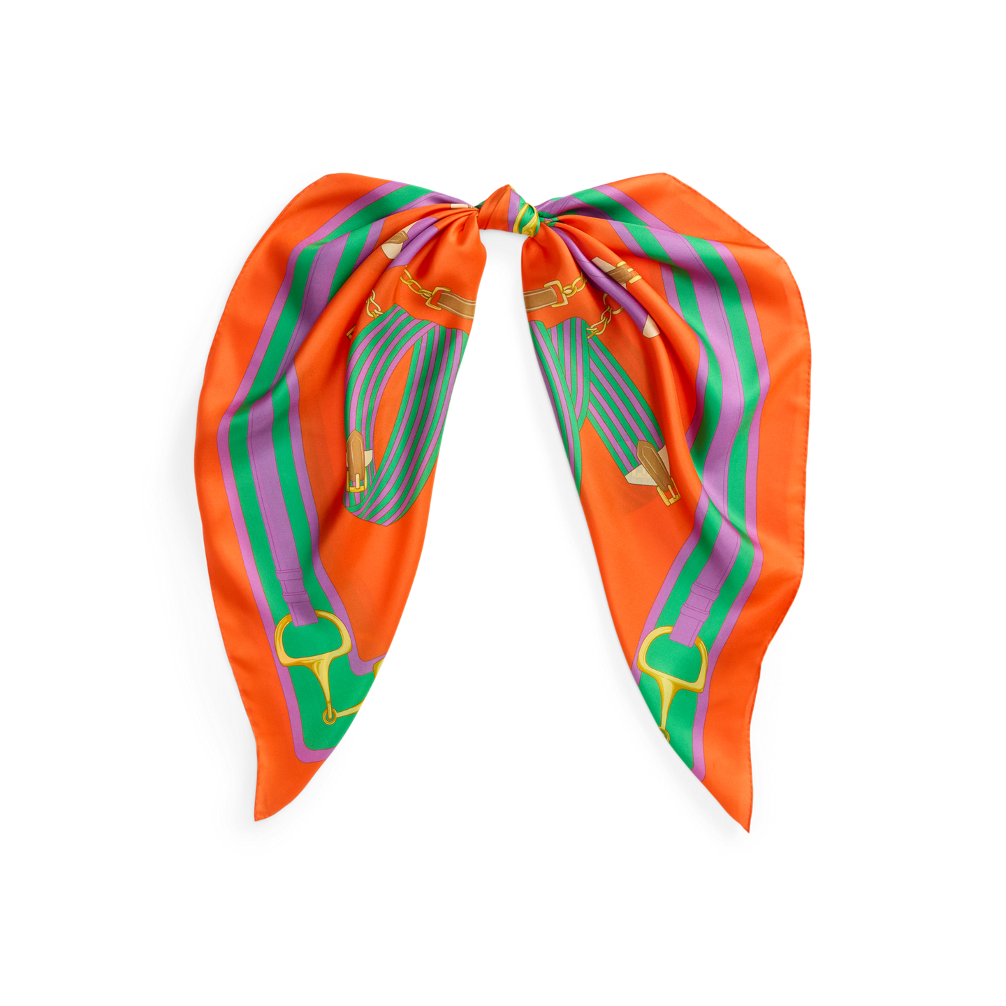 Женский шарф Ralph Lauren Equestrian-Print Silk Square, цвет: Оранжевый — фото 4