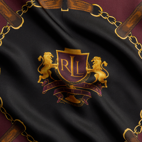 Crest & Belting-Print Silk Square Scarf