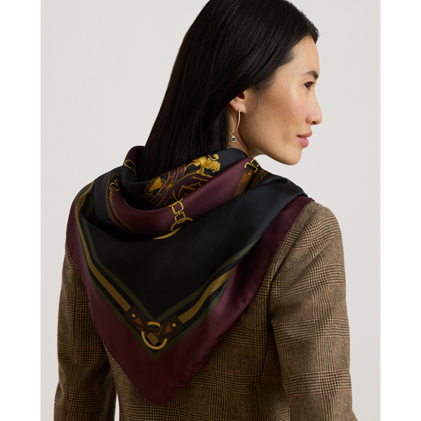 Crest & Belting-Print Silk Square Scarf