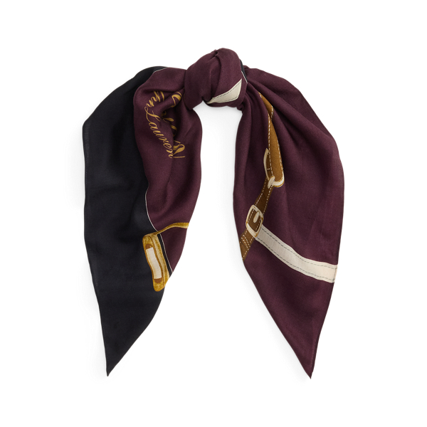Equestrian-Motif Wool-Silk Square Scarf
