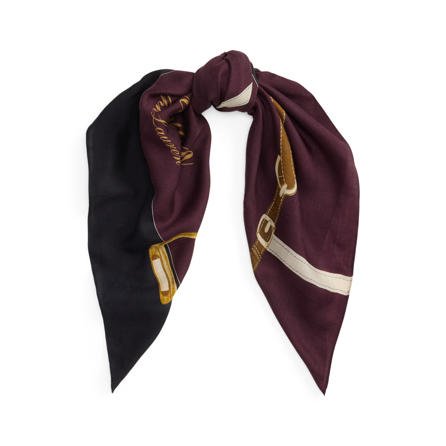 Женский шарф Ralph Lauren Equestrian-Motif Wool-Silk Square, цвет: Тёмный гранатовый — фото 3