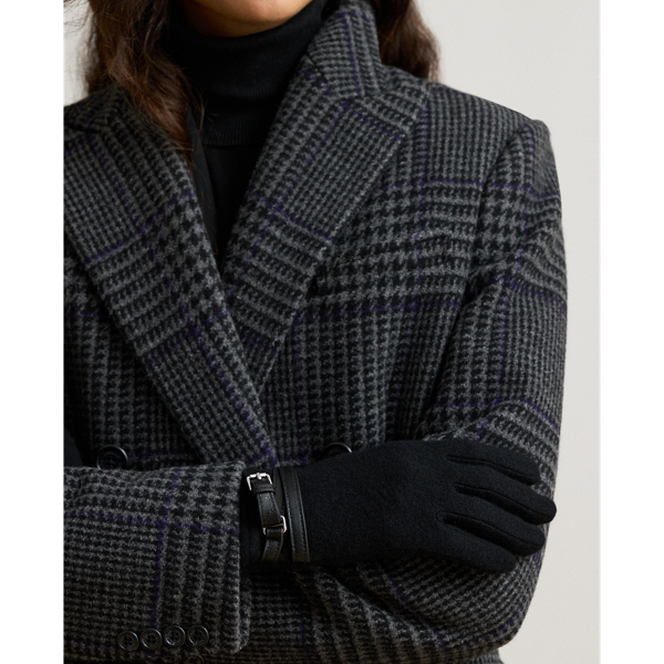 Lambskin-Trim Wool-Blend Tech Gloves
