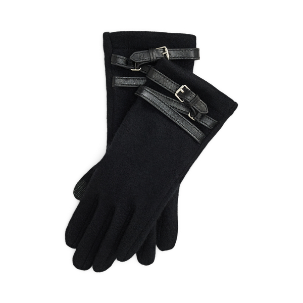 Lambskin-Trim Wool-Blend Tech Gloves