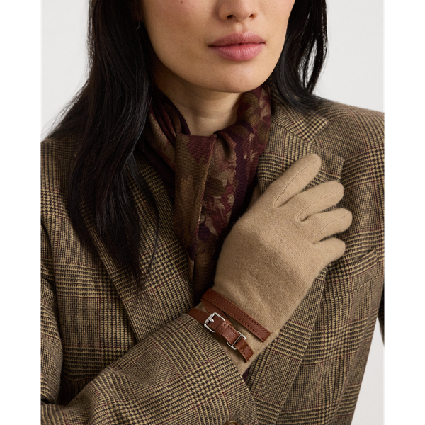 Lambskin-Trim Wool-Blend Tech Gloves