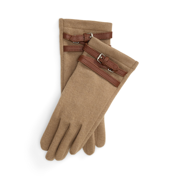 Lambskin-Trim Wool-Blend Tech Gloves